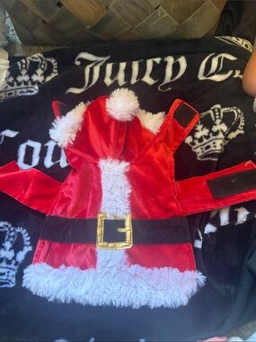 Dog Red Santa Coat Costume with Faux Fur Trim